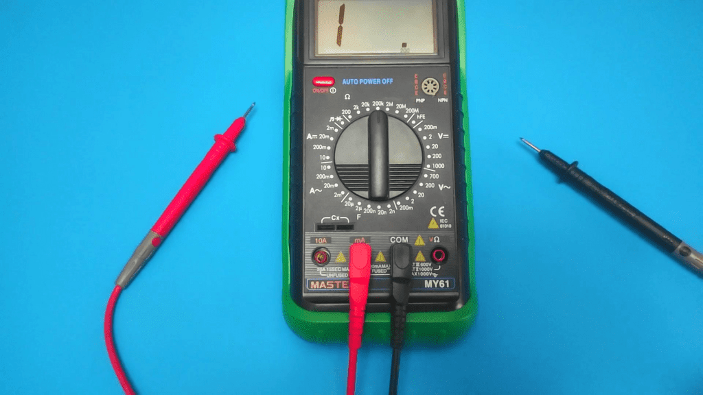 plug in the red multimeter lead into the port labeled a or 10a