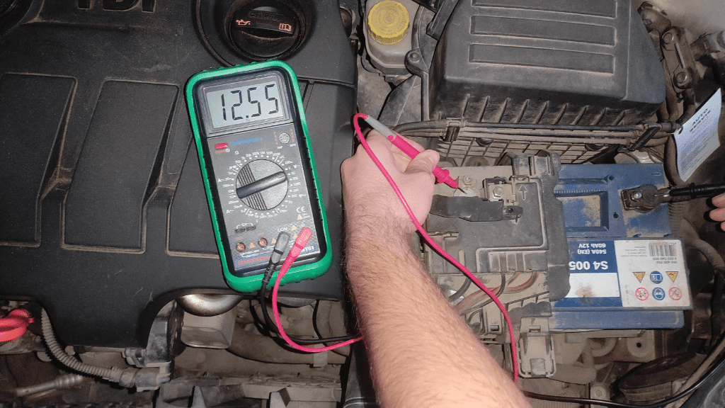 test the battery voltage when engine is turned off